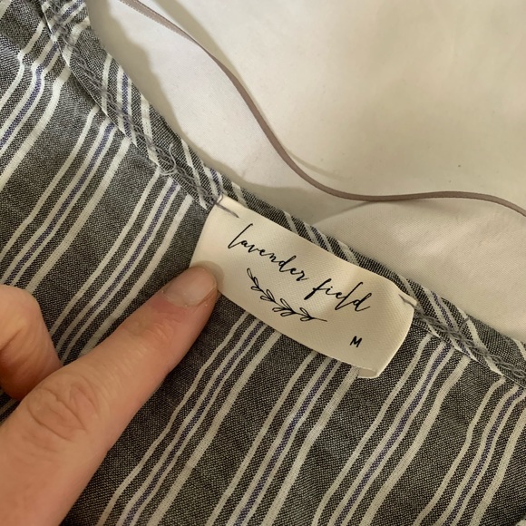 Anthropologie Lavender Field V Neck Striped Shirt - Picture 6 of 8